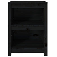 Libreria Nera 50x35x68 cm in Legno Massello di Pino