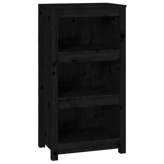 Libreria Nera 50x35x97 cm in Legno Massello di Pino 821708