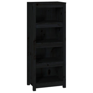 Libreria Nera 50x35x125,5 cm in Legno Massello di Pino 821713