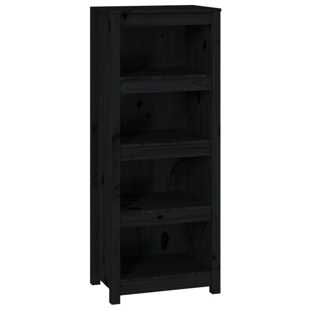 Libreria Nera 50x35x125,5 cm in Legno Massello di Pino 821713