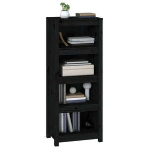 Libreria Nera 50x35x125,5 cm in Legno Massello di Pino 821713
