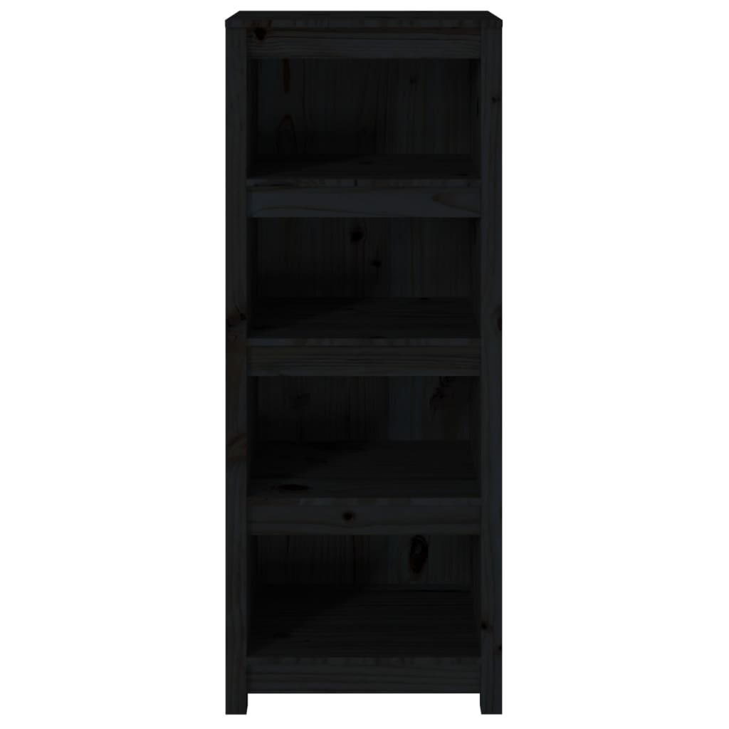 Libreria Nera 50x35x125,5 cm in Legno Massello di Pino 821713