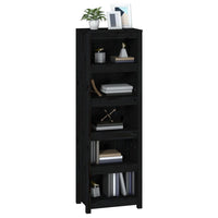 Libreria Nera 50x35x154 cm in Legno Massello di Pino 821718