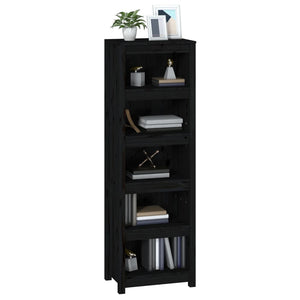 Libreria Nera 50x35x154 cm in Legno Massello di Pino 821718