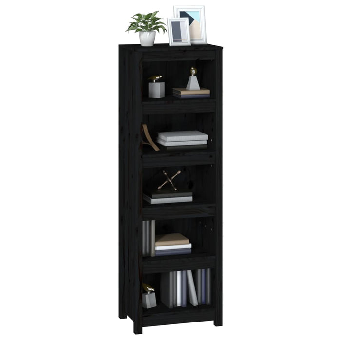 Libreria Nera 50x35x154 cm in Legno Massello di Pino 821718