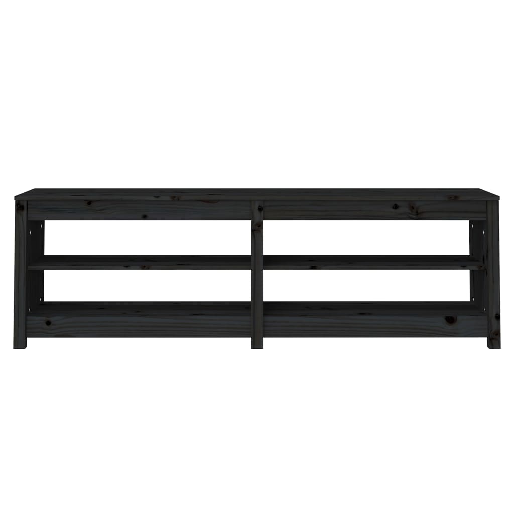 Scarpiera Nera 160x36,5x50 cm in Legno Massello di Pino 821728