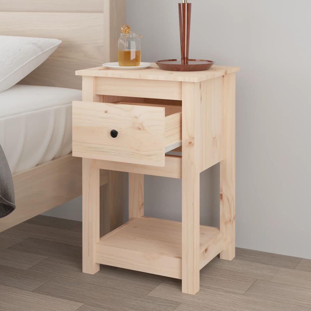 Comodino 40x35x61,5 cm in Legno Massello di Pino 821729