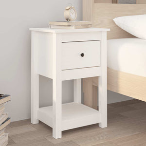 Comodini 2 pz Bianca 40x35x61,5 cm in Legno Massello di Pino 821732
