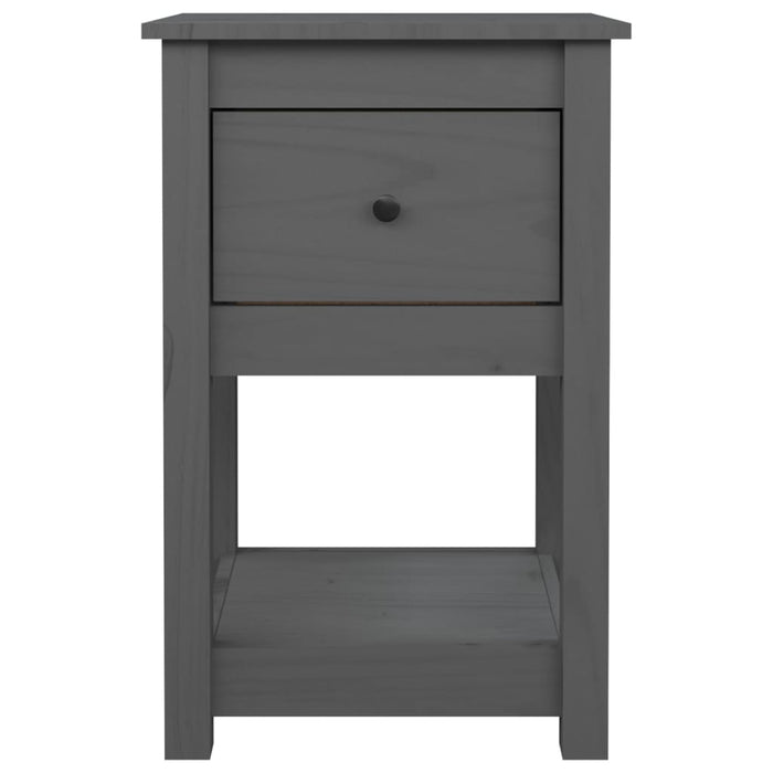 Comodini 2 pz Grigia 40x35x61,5 cm in Legno Massello di Pino 821734