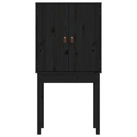 Credenza Nera 60x40x120 cm in Legno Massello di Pino 821748