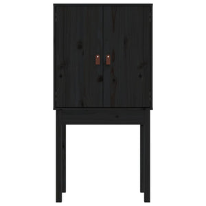 Credenza Nera 60x40x120 cm in Legno Massello di Pino 821748