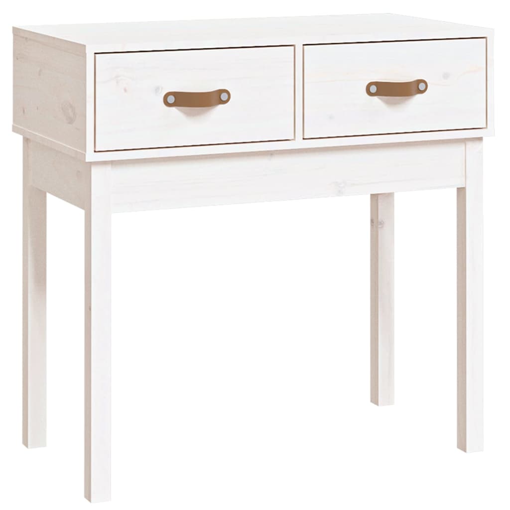 Tavolo Consolle Bianco 76,5x40x75 cm in Legno Massello di Pino 821750
