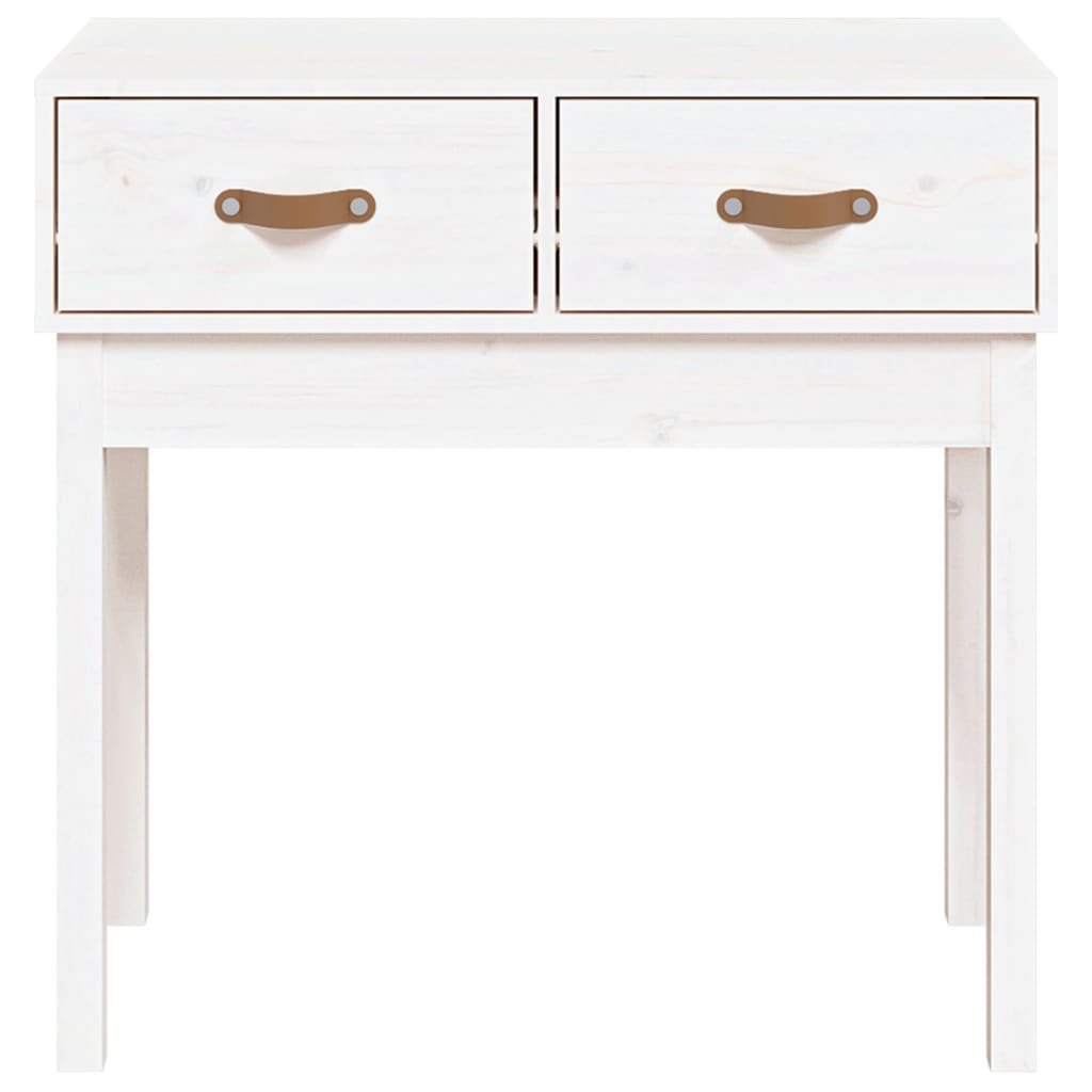 Tavolo Consolle Bianco 76,5x40x75 cm in Legno Massello di Pino 821750