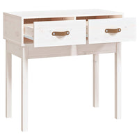 Tavolo Consolle Bianco 76,5x40x75 cm in Legno Massello di Pino 821750