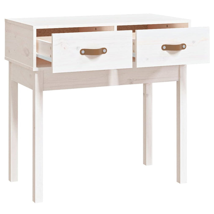 Tavolo Consolle Bianco 76,5x40x75 cm in Legno Massello di Pino 821750