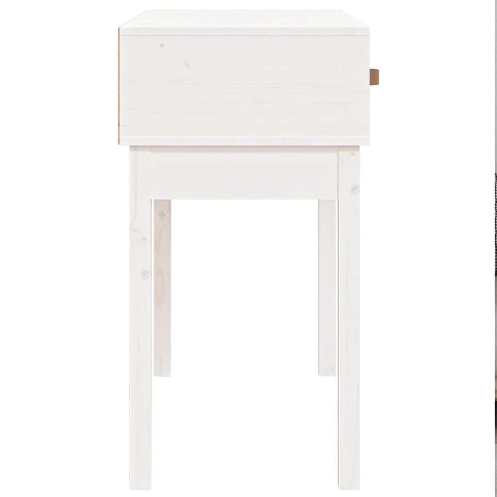 Tavolo Consolle Bianco 76,5x40x75 cm in Legno Massello di Pino 821750