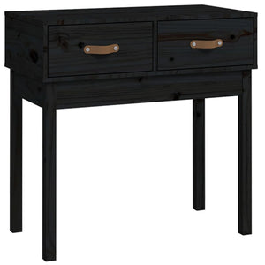 Tavolo Consolle Nero 76,5x40x75 cm in Legno Massello di Pino 821753