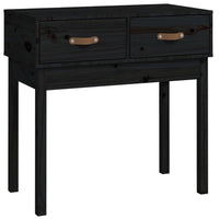 Tavolo Consolle Nero 76,5x40x75 cm in Legno Massello di Pino 821753