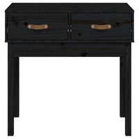 Tavolo Consolle Nero 76,5x40x75 cm in Legno Massello di Pino 821753
