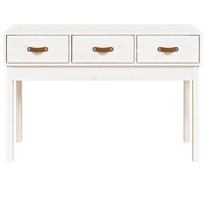 Tavolo Consolle Bianco 114x40x75 cm in Legno Massello di Pino 821755