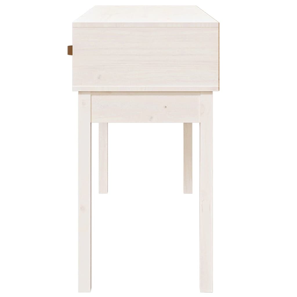 Tavolo Consolle Bianco 114x40x75 cm in Legno Massello di Pino 821755