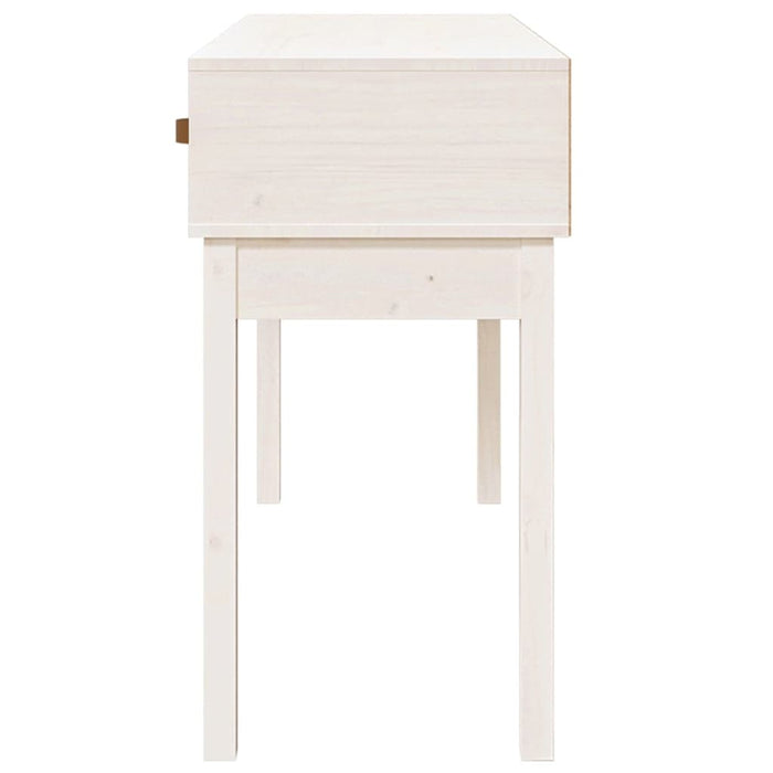 Tavolo Consolle Bianco 114x40x75 cm in Legno Massello di Pino 821755