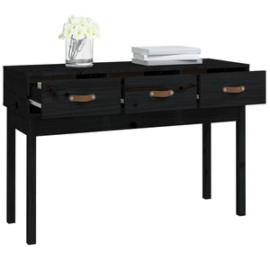Tavolo Consolle Nero 114x40x75 cm in Legno Massello di Pino 821758