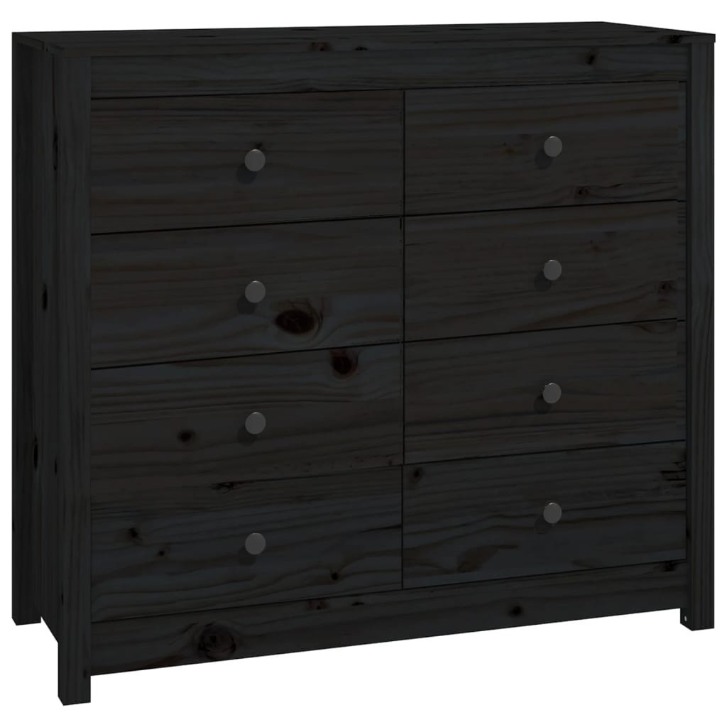 Armadietto Nero 100x40x90 cm in Legno Massello di Pino 821773