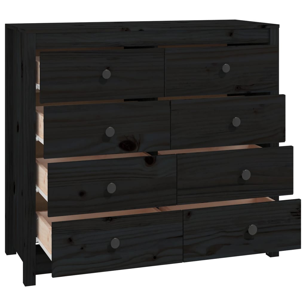 Armadietto Nero 100x40x90 cm in Legno Massello di Pino 821773