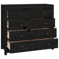 Armadietto Nero 100x40x90 cm in Legno Massello di Pino 821773