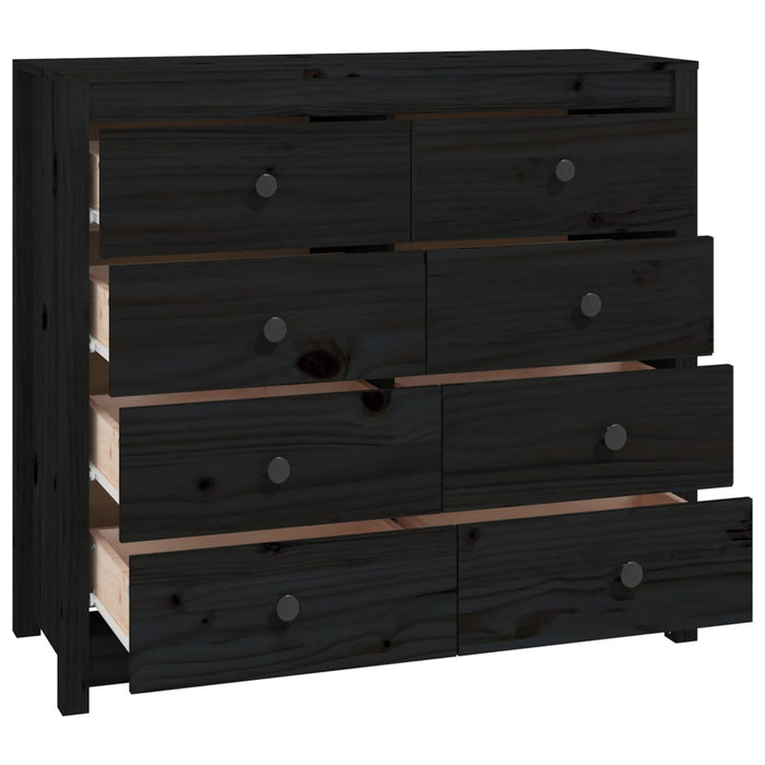 Armadietto Nero 100x40x90 cm in Legno Massello di Pino 821773