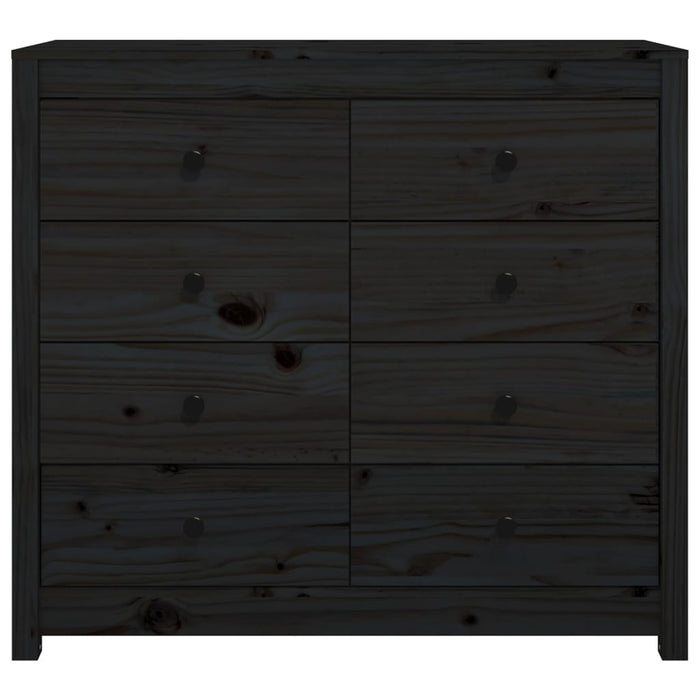 Armadietto Nero 100x40x90 cm in Legno Massello di Pino 821773