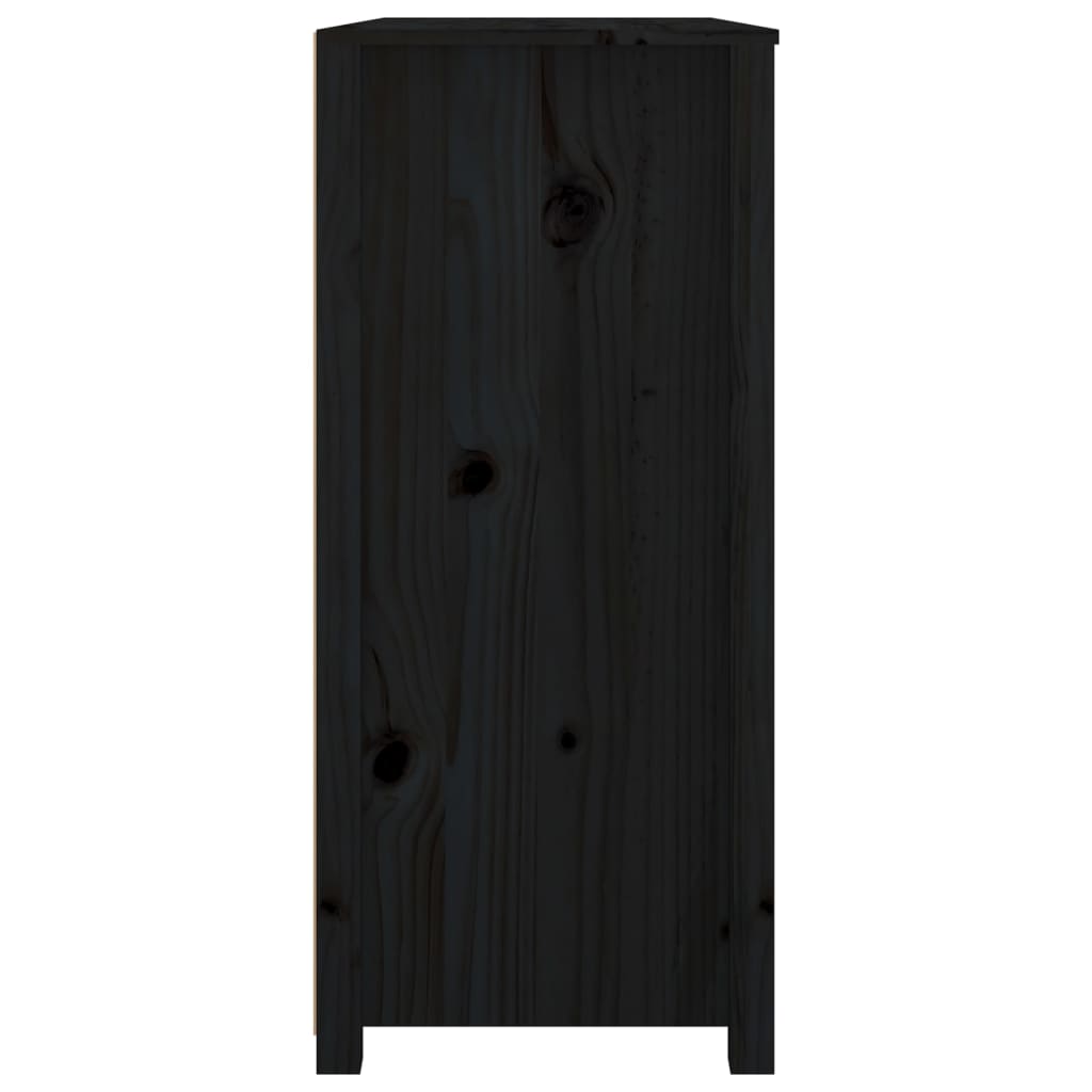 Armadietto Nero 100x40x90 cm in Legno Massello di Pino 821773
