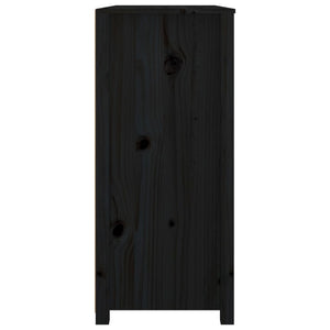 Armadietto Nero 100x40x90 cm in Legno Massello di Pino 821773