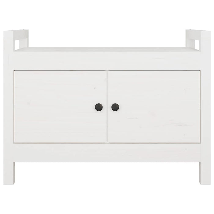 Panca da Ingresso Bianca 80x40x60 cm in Legno Massello di Pino