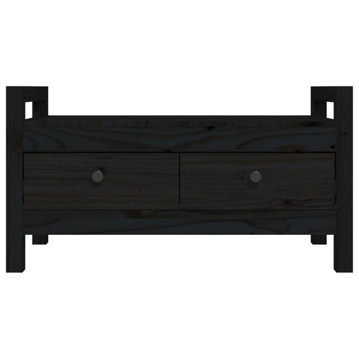 Panca da Ingresso Nero 80x40x43 cm in Legno Massello di Pino 821788