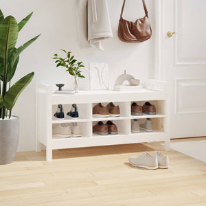 Panca da Ingresso Bianca 110x40x60 cm in Legno Massello di Pino 821790