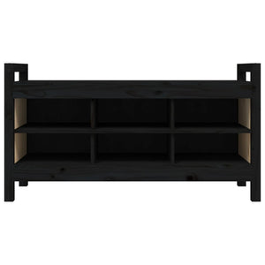 Panca da Ingresso Nero 110x40x60 cm in Legno Massello di Pino 821793