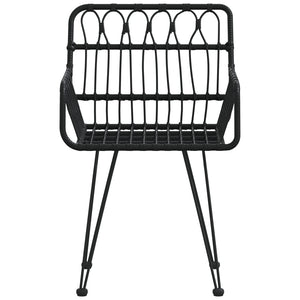 Sedie da Giardino 2pz con Braccioli Nero 56x64x80 cm Rattan PE cod mxl 16626