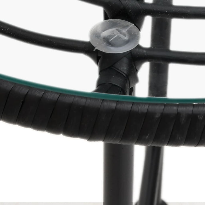 Tavolo da Pranzo Nero Ø80 cm Vetro Temperato e Acciaio 319437