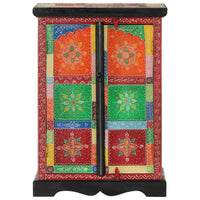 Credenza Dipinta Mano con Ante 53x30x75 cm Legno Massello Mango 350681