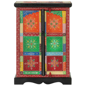 Credenza Dipinta Mano con Ante 53x30x75 cm Legno Massello Mango 350681