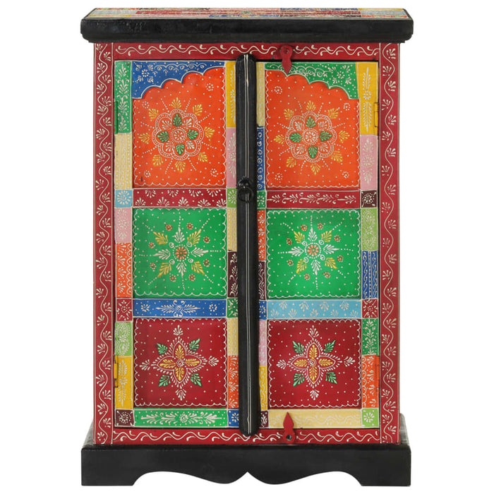 Credenza Dipinta Mano con Ante 53x30x75 cm Legno Massello Mango 350681