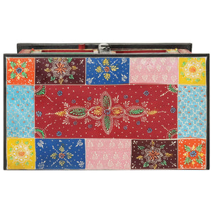 Credenza Dipinta Mano con Ante 53x30x75 cm Legno Massello Mango 350681