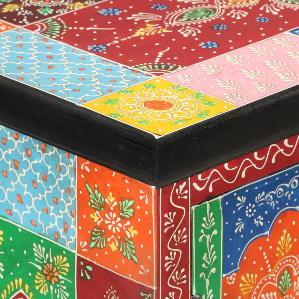 Credenza Dipinta Mano con Ante 53x30x75 cm Legno Massello Mango 350681