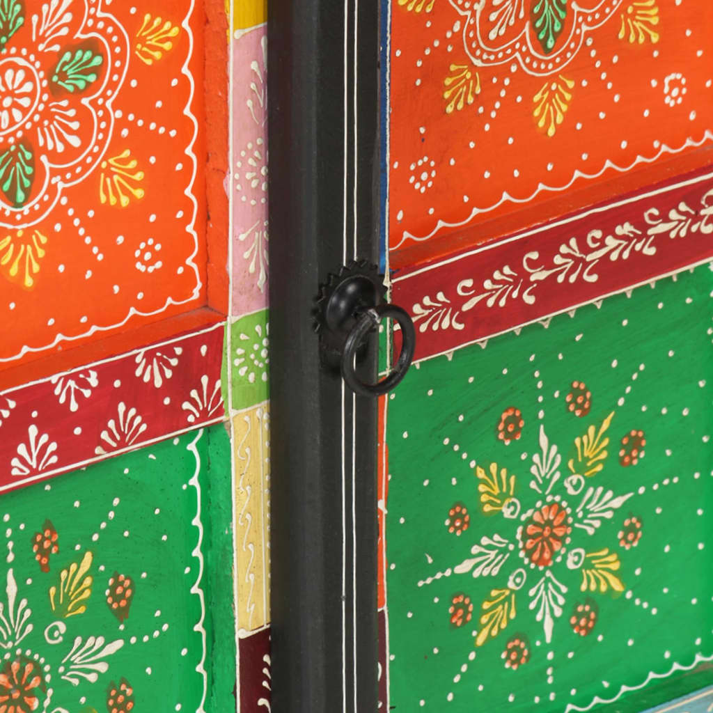 Credenza Dipinta Mano con Ante 53x30x75 cm Legno Massello Mango 350681