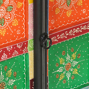 Credenza Dipinta Mano con Ante 53x30x75 cm Legno Massello Mango 350681