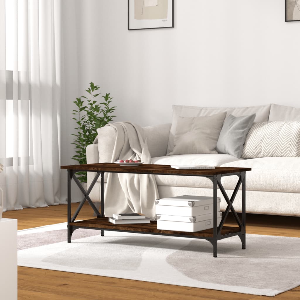 Tavolino Rovere Fumo 100x45x45 cm in Legno Multistrato e Ferro 823314