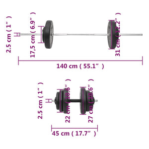 Set Bilanciere e Manubri con Dischi 60 kg 3145024