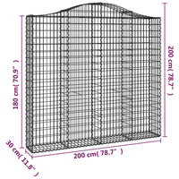 Gabbione cesti ad arco muro di contenimento gabbia recinzione 5 pz 200 x 30 x 180/200 cm ferro zincato Argento 02_0040875